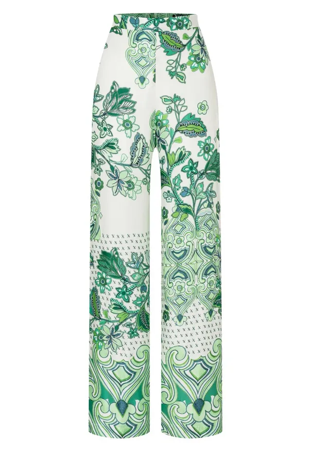 Ana Alcazar Lasiha pantaloni palazzo verde foglie