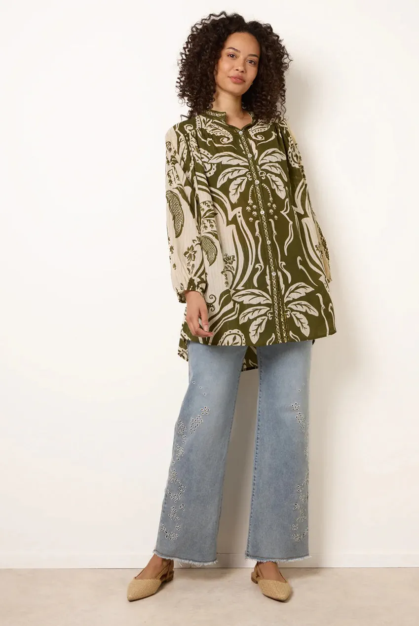 Blue Vanilla Tropical Metallic camicia khaki taglia unica cotone