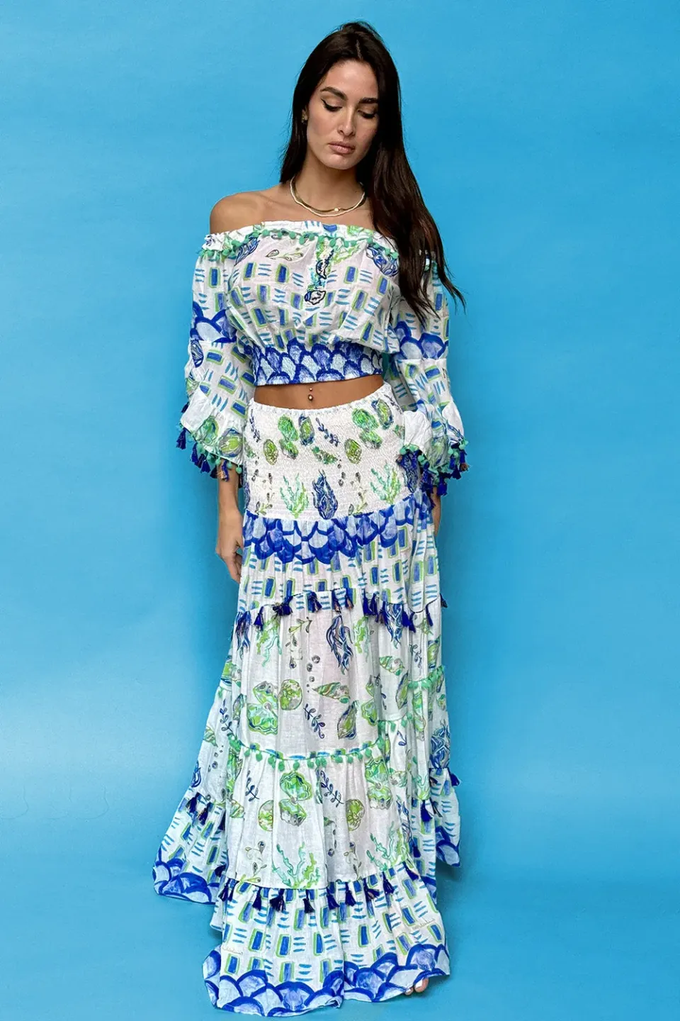 Antica Sartoria Everywhere DV690C completo top e gonna celeste