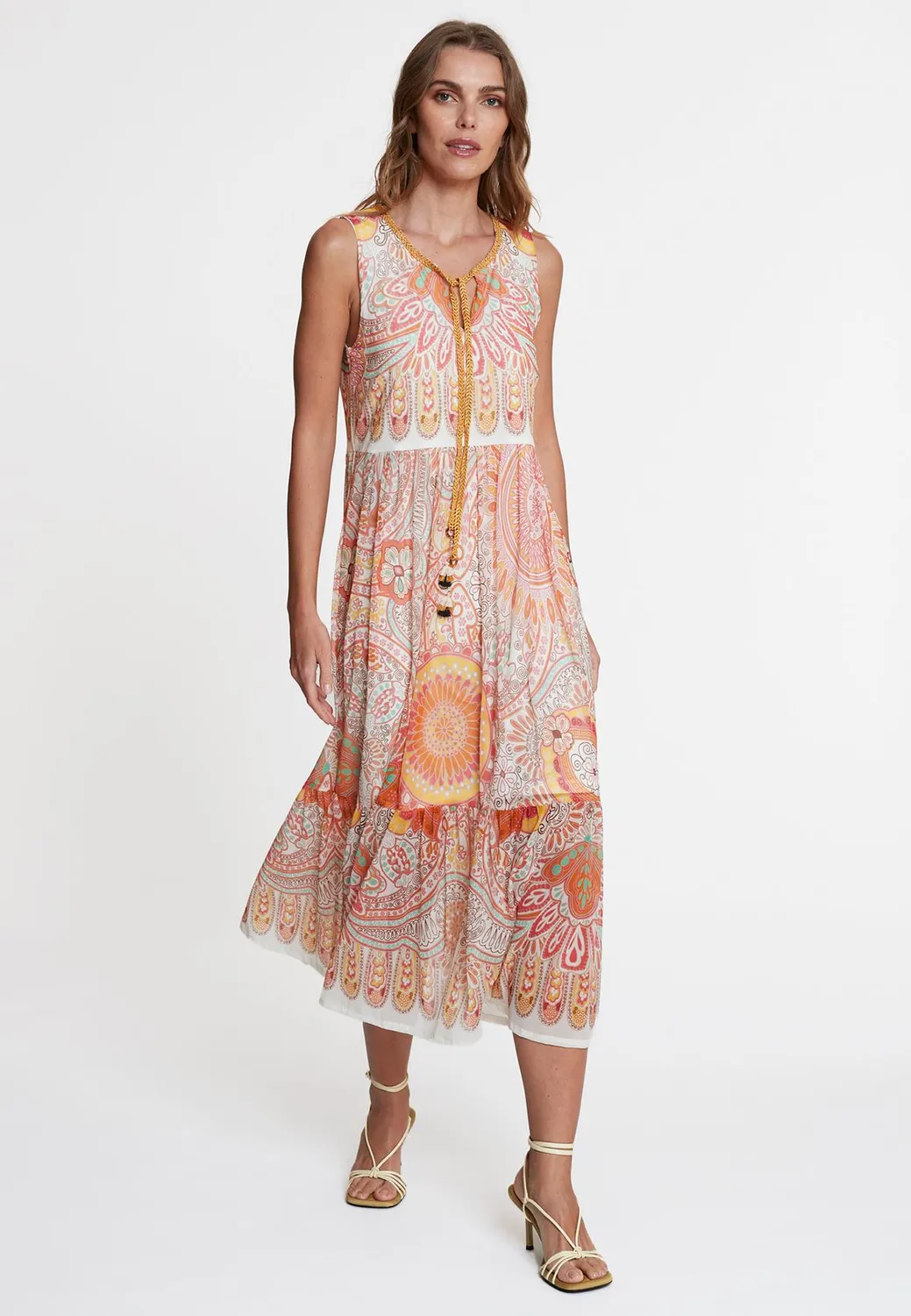Ana Alcazar Welma abito midi panna fantasia paisley
