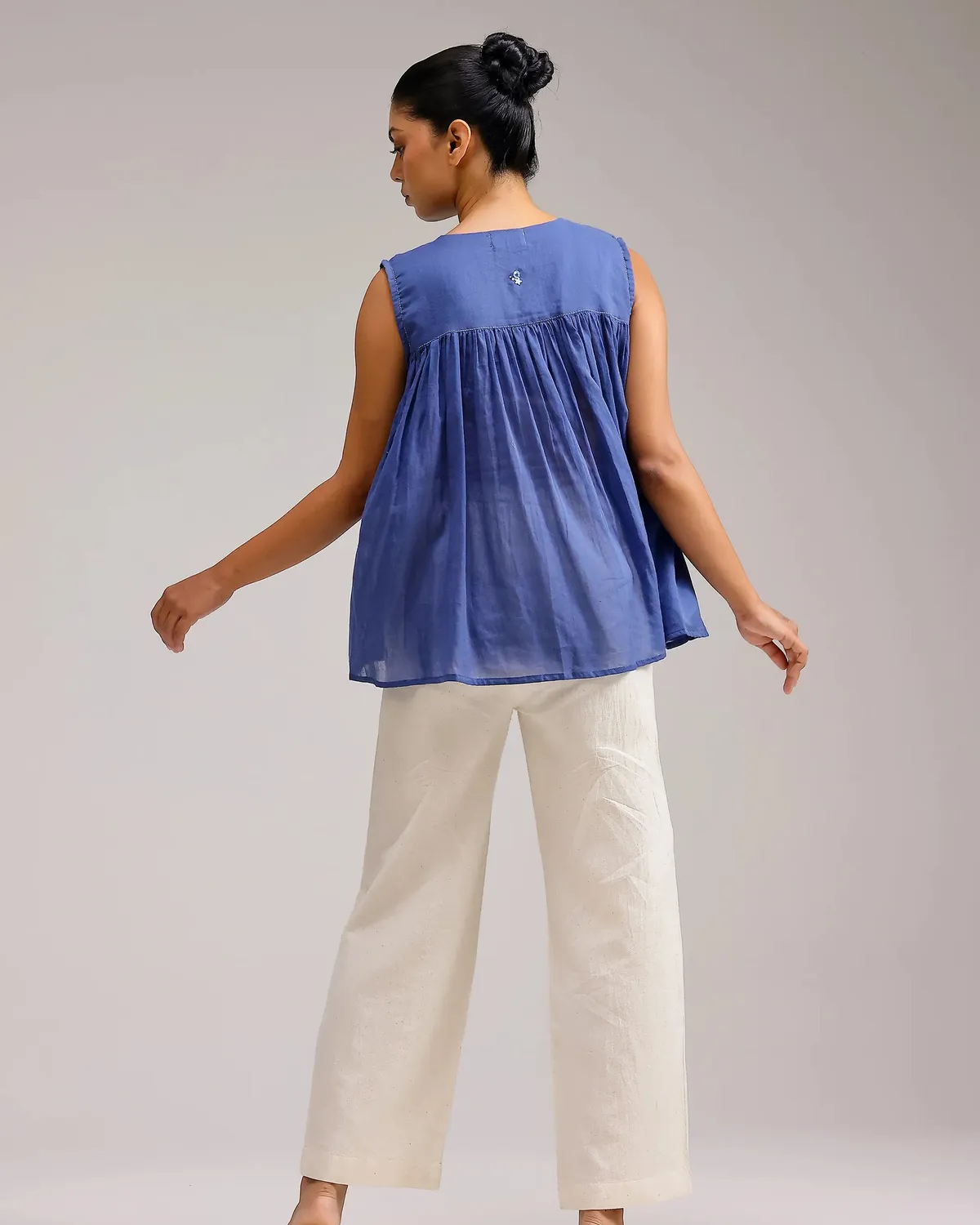 Our Dve Saanjh Flow Top top blu scuro mull