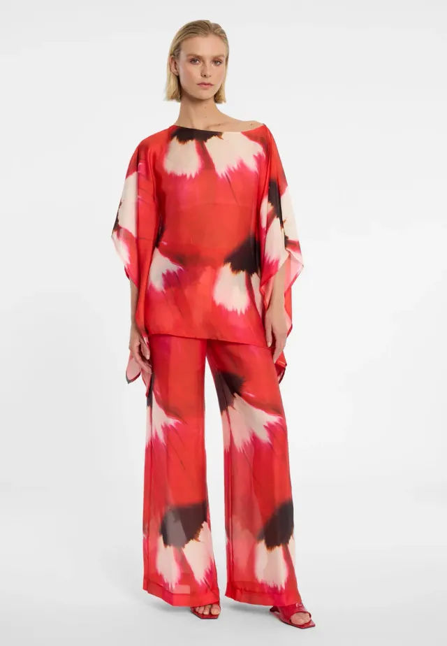Ana Alcazar Dolth pantaloni palazzo chiffon rossi