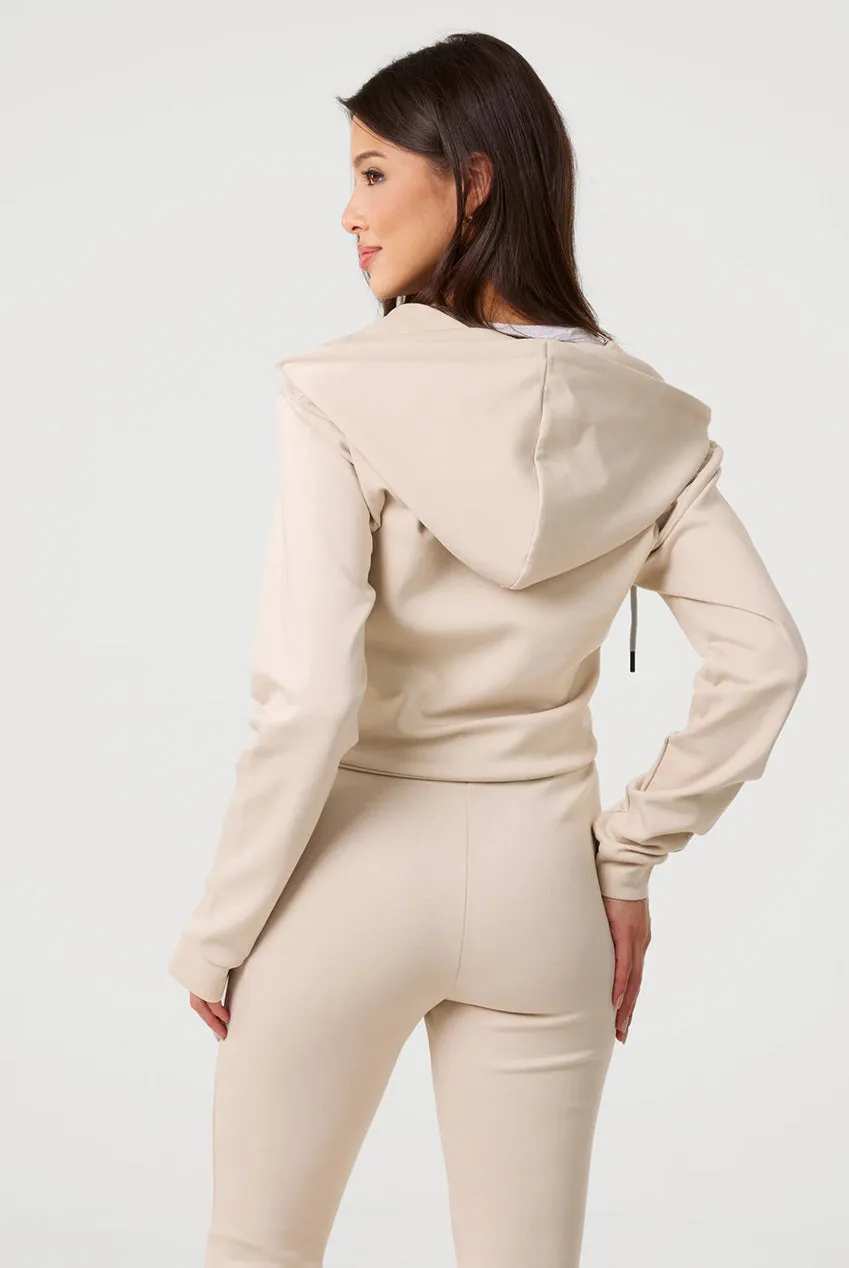 Pink Vanilla Zip Up felpa corta stone cotone con cappuccio