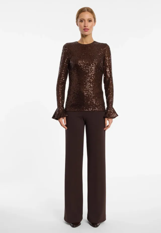 Ana Alcazar Evari top paillettes bronzo maniche