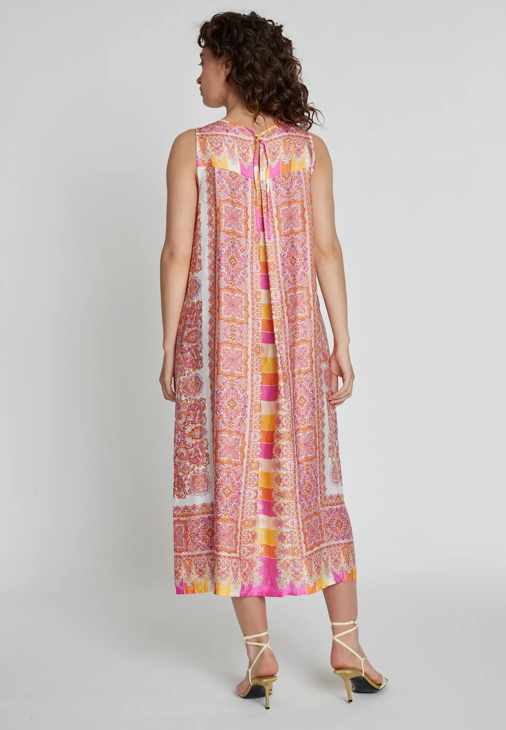 Ana Alcazar Kany abito midi satin stampa foulard